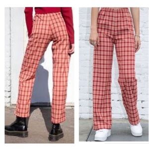 brandy Melville Red Pink High Waist Straight Leg Pant